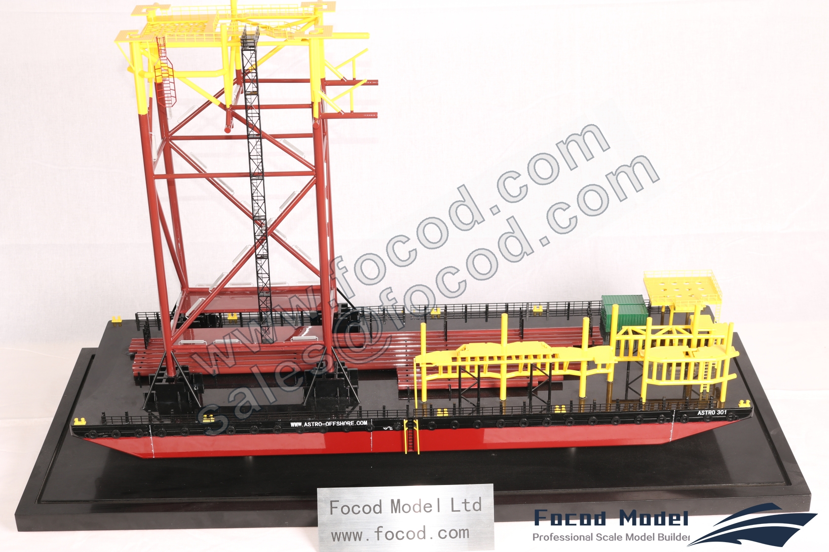customized model of 91m barge with jacket